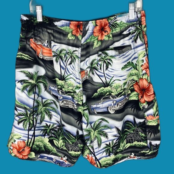 Big Dogs Tropical Print Swim Trunks - Black and Green - Picture 4 of 13
